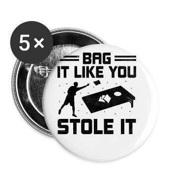 Joueurs De Cornhole Cornhole Sports Drôle De Cornhole Be - Lot de 5 grands badges (56 mm) - blanc - Devant