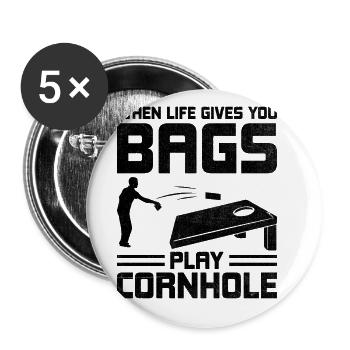Joueurs De Cornhole Cornhole Sports Drôle De Cornhole Be - Lot de 5 grands badges (56 mm) - blanc - Devant