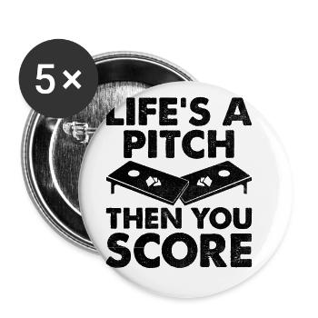 Joueurs De Cornhole Cornhole Sports Drôle De Cornhole Be - Lot de 5 grands badges (56 mm) - blanc - Devant
