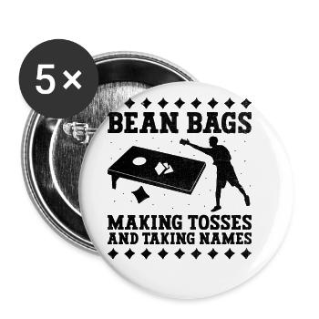 Joueurs De Cornhole Cornhole Sports Drôle De Cornhole Be - Lot de 5 grands badges (56 mm) - blanc - Devant