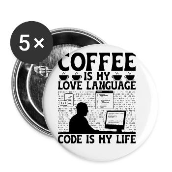Café Codage Programmeur Codeur Développeur Nerd Coff - Lot de 5 grands badges (56 mm) - blanc - Devant