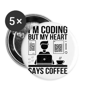 Café Codage Programmeur Codeur Développeur Nerd Coff - Lot de 5 grands badges (56 mm) - blanc - Devant