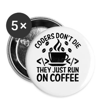 Coffee Coding Programmer Coder Developer Nerd Coff - Buttons large 2.2''/56 mm (5-pack) - white - Front