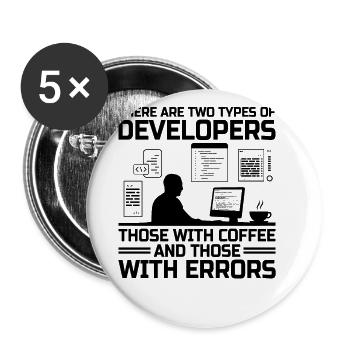 Café Codage Programmeur Codeur Développeur Nerd Coff - Lot de 5 grands badges (56 mm) - blanc - Devant
