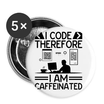 Coffee Coding Programmer Coder Developer Nerd Coff - Buttons large 2.2''/56 mm (5-pack) - white - Front
