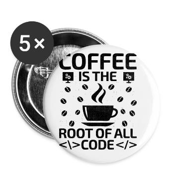 Café Codage Programmeur Codeur Développeur Nerd Coff - Lot de 5 grands badges (56 mm) - blanc - Devant