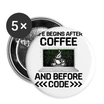 Coffee Coding Programmer Coder Developer Nerd Coff - Buttons large 2.2''/56 mm (5-pack) - white - Front