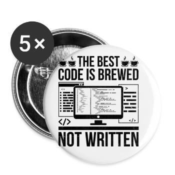 Café Codage Programmeur Codeur Développeur Nerd Coff - Lot de 5 grands badges (56 mm) - blanc - Devant