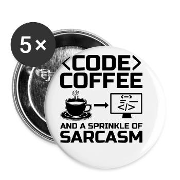 Coffee Coding Programmer Coder Developer Nerd Coff - Buttons large 2.2''/56 mm (5-pack) - white - Front