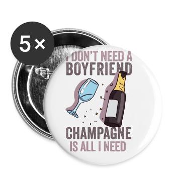 Le vin mousseux : mon véritable amour - Lot de 5 grands badges (56 mm) - blanc - Devant