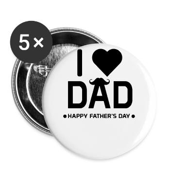 I love dad - Buttons groß 56 mm (5er Pack) - Weiß - Vorne