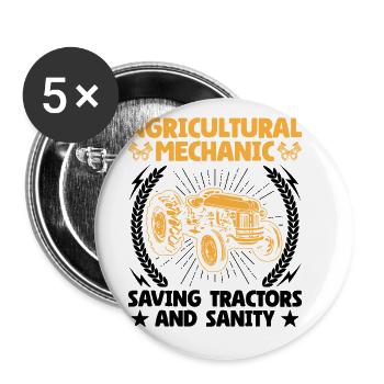 Agricultural Mechanic Funny Tractor Mechanics Farm - Buttons large 2.2''/56 mm (5-pack) - white - Front