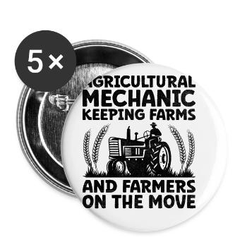 Agricultural Mechanic Funny Tractor Mechanics Farm - Buttons large 2.2''/56 mm (5-pack) - white - Front