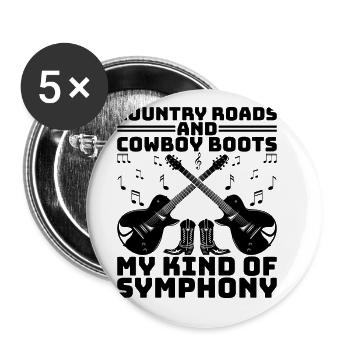 County Music Vintage Music Lover Western Country C - Buttons large 2.2''/56 mm (5-pack) - white - Front