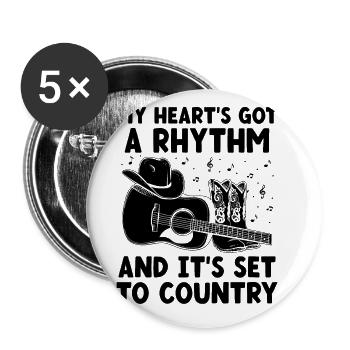 County Music Vintage Music Lover Western Country C - Buttons large 2.2''/56 mm (5-pack) - white - Front