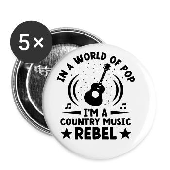 County Music Vintage Music Lover Western Country C - Buttons large 2.2''/56 mm (5-pack) - white - Front