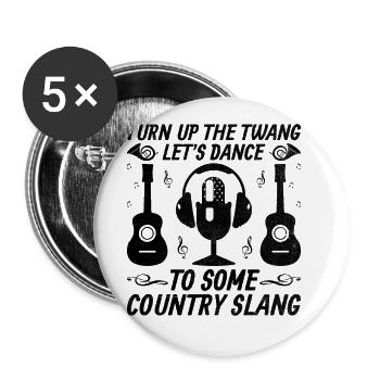 County Music Vintage Music Lover Western Country C - Buttons large 2.2''/56 mm (5-pack) - white - Front