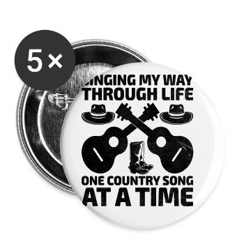 County Music Vintage Music Lover Western Country C - Buttons large 2.2''/56 mm (5-pack) - white - Front