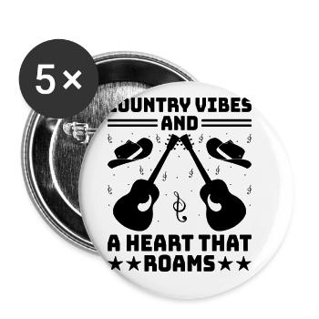 County Music Vintage Music Lover Western Country C - Buttons groß 56 mm (5er Pack) - Weiß - Vorne