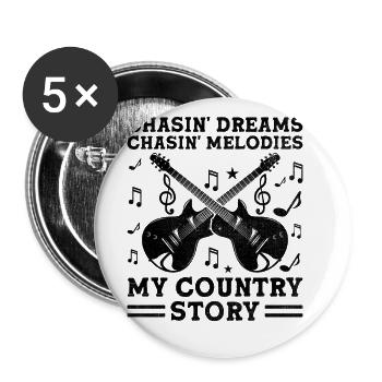 County Music Vintage Music Lover Western Country C - Buttons groß 56 mm (5er Pack) - Weiß - Vorne