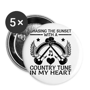 County Music Vintage Music Lover Western Country C - Buttons large 2.2''/56 mm (5-pack) - white - Front
