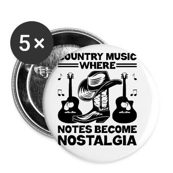 County Music Vintage Music Lover Western Country C - Buttons large 2.2''/56 mm (5-pack) - white - Front