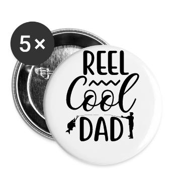 Moulinet cool papa Pêche - Lot de 5 grands badges (56 mm) - blanc - Devant