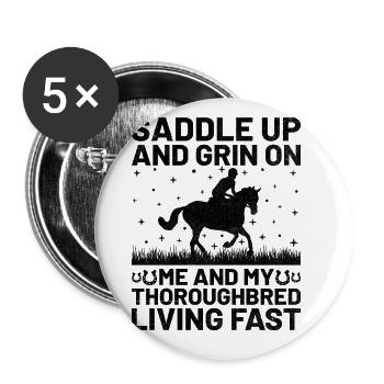 Thoroughbred Horse Racing Riding Equestian Horses - Buttons large 2.2''/56 mm (5-pack) - white - Front