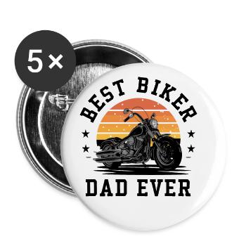 Best Biker Dad Ever Motorradfahren - Buttons groß 56 mm (5er Pack) - Weiß - Vorne