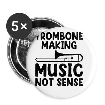 Trombonist Trombone Player Marching Band Trombone - Buttons large 2.2''/56 mm (5-pack) - white - Front