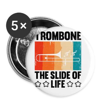 Trombonist Trombone Player Marching Band Trombone - Buttons large 2.2''/56 mm (5-pack) - white - Front