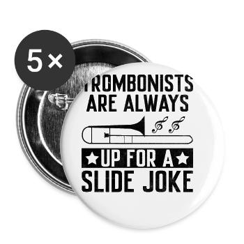 Trombonist Trombone Player Marching Band Trombone - Buttons large 2.2''/56 mm (5-pack) - white - Front