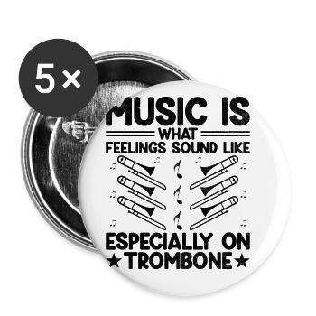 Trombonist Trombone Player Marching Band Trombone - Buttons large 2.2''/56 mm (5-pack) - white - Front