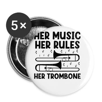 Posaunist Posaunist Marching Band Posaune - Buttons groß 56 mm (5er Pack) - Weiß - Vorne