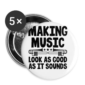 Trombonist Trombone Player Marching Band Trombone - Buttons large 2.2''/56 mm (5-pack) - white - Front