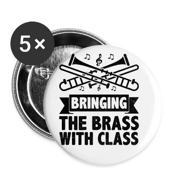 Trombonist Trombone Player Marching Band Trombone - Buttons large 2.2''/56 mm (5-pack) - white - Front