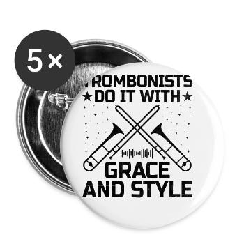 Trombonist Trombone Player Marching Band Trombone - Buttons large 2.2''/56 mm (5-pack) - white - Front