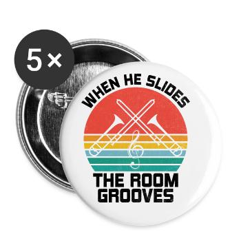 Trombonist Trombone Player Marching Band Trombone - Buttons large 2.2''/56 mm (5-pack) - white - Front