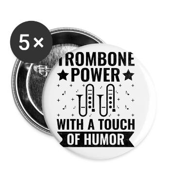 Trombonist Trombone Player Marching Band Trombone - Buttons large 2.2''/56 mm (5-pack) - white - Front