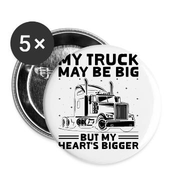 Trucker Fahren Papa Trucker Vater LKW Fahrer - Buttons groß 56 mm (5er Pack) - Weiß - Vorne