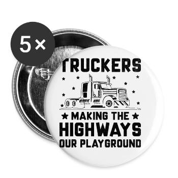 Trucker Fahren Papa Trucker Vater LKW-Fahrer - Buttons groß 56 mm (5er Pack) - Weiß - Vorne