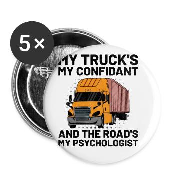 Trucker Fahren Papa Trucker Vater LKW-Fahrer - Buttons groß 56 mm (5er Pack) - Weiß - Vorne