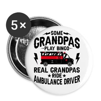 Certains grands-pères jouent au bingo Real Grandpas Ride Ambula - Lot de 5 grands badges (56 mm) - blanc - Devant