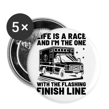 La vie est une course et je suis celui qui a le F clignotant - Lot de 5 grands badges (56 mm) - blanc - Devant