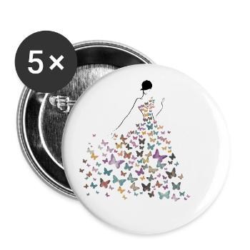 Schmetterling Elegant für alle Jahreszeiten - Buttons groß 56 mm (5er Pack) - Weiß - Vorne