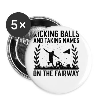 Footgolf Player Foot Golf Playing Footgolfers Foot - Buttons large 2.2''/56 mm (5-pack) - white - Front