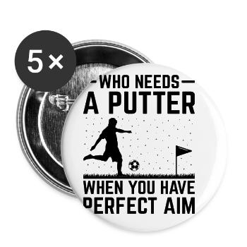 Footgolf Player Foot Golf Playing Footgolfers Foot - Buttons large 2.2''/56 mm (5-pack) - white - Front