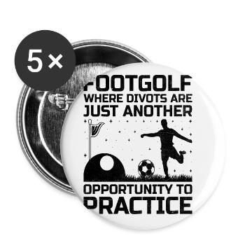 Footgolf Player Foot Golf Footgolfers Foot spielen - Buttons groß 56 mm (5er Pack) - Weiß - Vorne