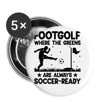 Footgolf Player Foot Golf Playing Footgolfers Foot - Buttons large 2.2''/56 mm (5-pack) - white - Front