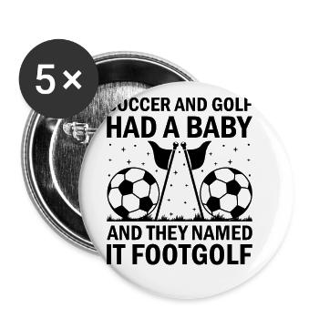 Footgolf Player Foot Golf Playing Footgolfers Foot - Buttons large 2.2''/56 mm (5-pack) - white - Front